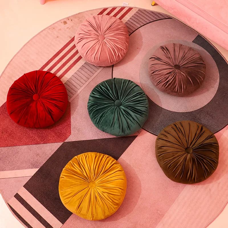 Handmade Ins Velvet round Pumpkin Shaped Floor Cushion Foldable Zafu Meditation Pad Nordic Style Color Home Textile