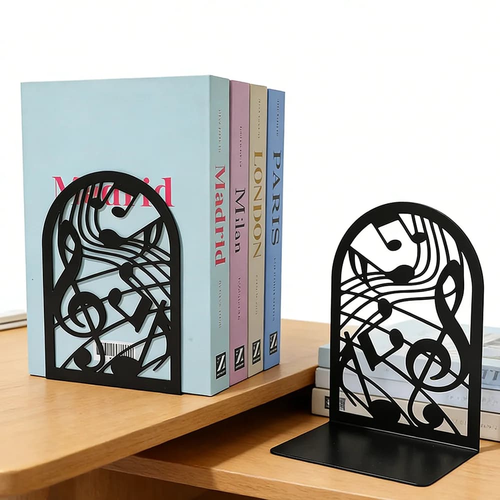 Fermalibri in Metallo a Forma di Nota Musicale, Supporti Antiscivolo per Libri, Organizzatori per Scrivania, Casa, Ufficio, Scuola, Biblioteca, Decorazione per Libreria Musicale