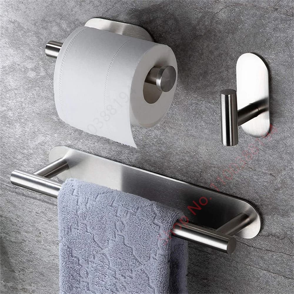 Supporto per carta igienica adesivo supporto a parete per cucina bagno supporto per asciugamani in acciaio inossidabile nero oro argento Dispenser per rotoli con gancio in metallo