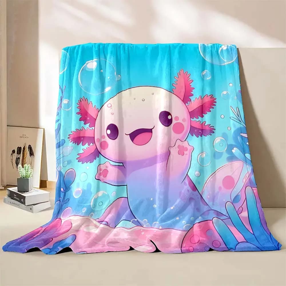 6 dimensioni carino coperta stampata Axolotl calda morbida e confortevole coperta da viaggio per la casa divano biancheria da letto coperta regalo per giocatori per bambini