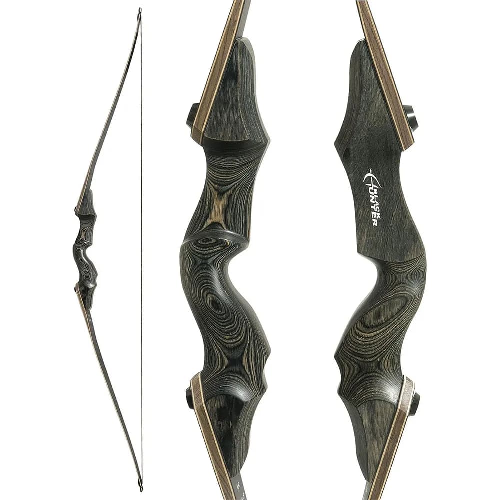 Black Hunter tiro con l'arco Takedown arco ricurvo American Longbow Adult Right Hand Hunting Wood Bow 60 "25-65lbs Target Practice