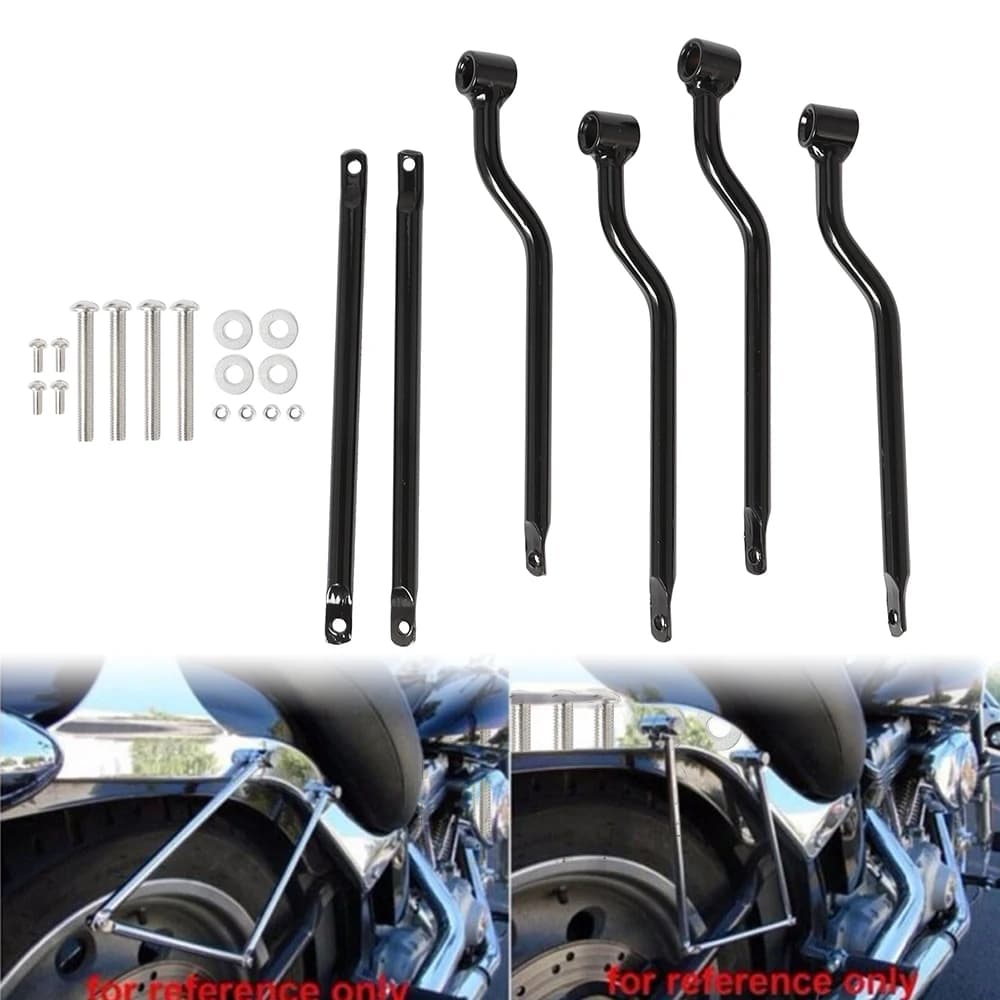 Per Kawasaki Honda Yamaha Suzuki Harley Moto Nero Borsa da sella universale Barre di supporto Supporti Staffa Bagagli laterali