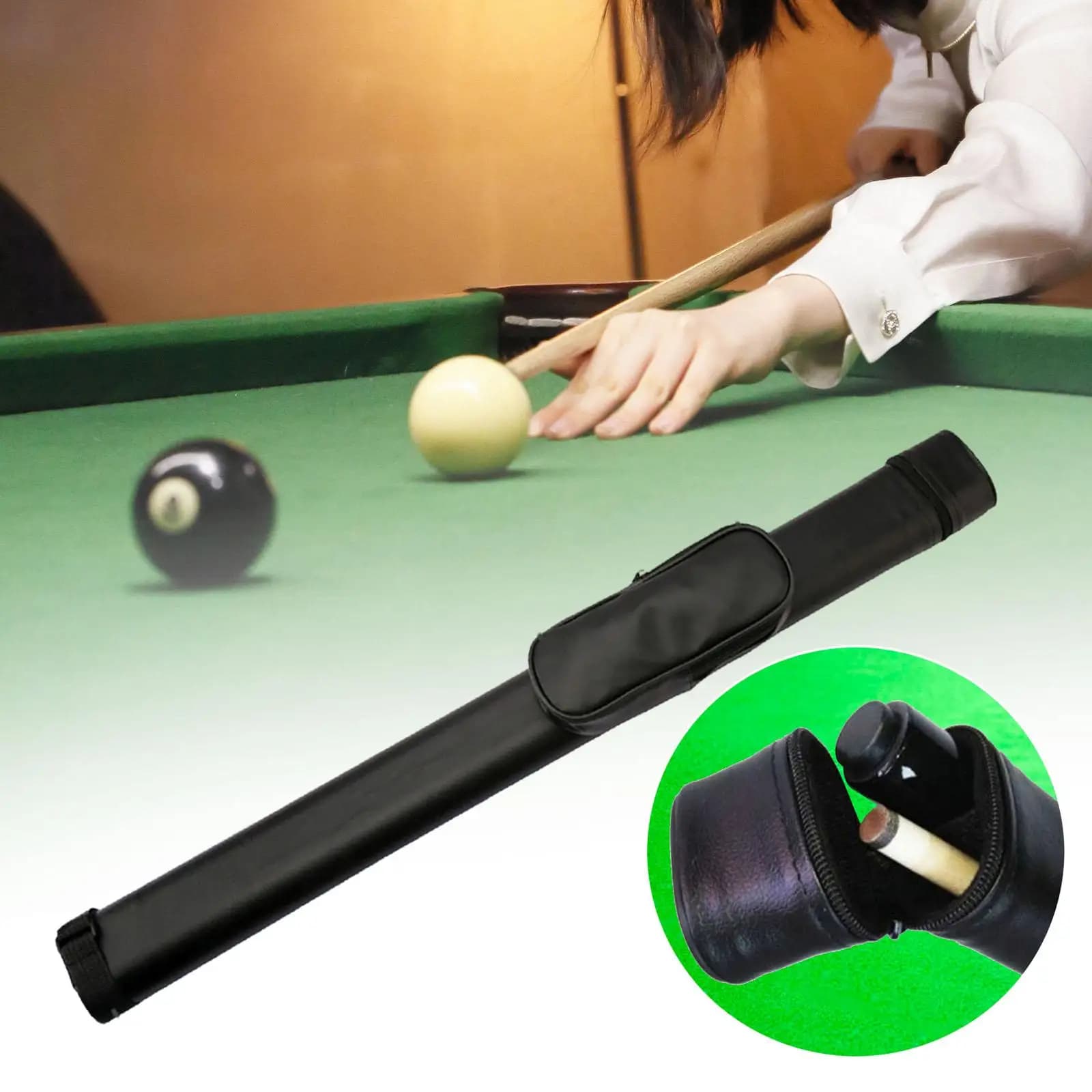 Custodia Rigida in PVC per Stecca da Biliardo con Tasca per Organizzazione e Protezione, Ideale per Giochi e Sessioni in Club