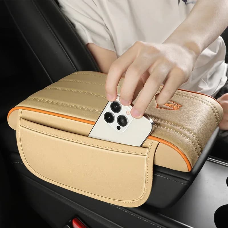 Copertura universale per bracciolo per auto in pelle - Cuscino in memory foam con spazio laterale, tappetino per bracciolo centrale