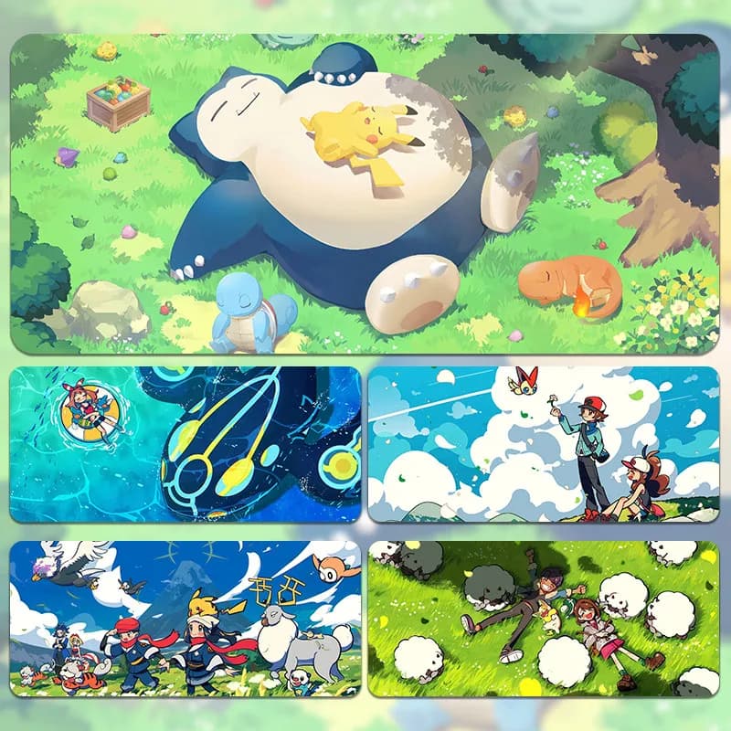 Tappetino da Scrivania Oversize a Tema Pokemon, Impermeabile e Antiscivolo, Tappetino per Mouse con Cartoni Animati per Postazione di Lavoro, Gaming e Scrivania Studenti