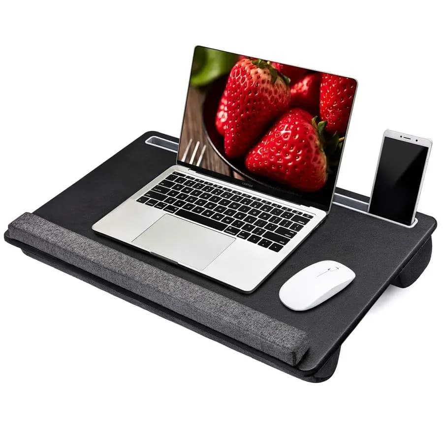 Grande scrivania portatile per laptop in PU, tappetino per mouse, vassoio da gioco, LapDesk portatile con supporto per telefono e poggiapolsi per notebook, Mac