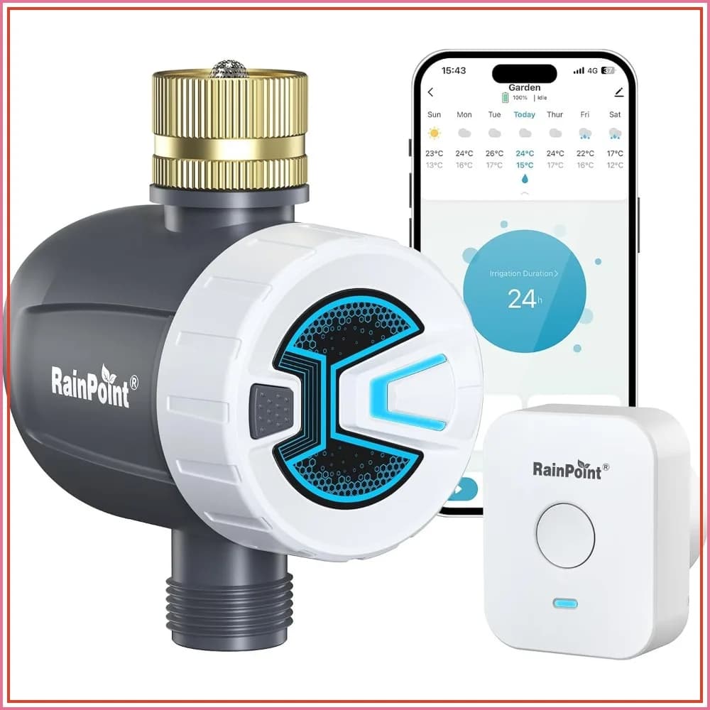 WiFi Water Timer, Smart Sprinkler for Garden Hose, Automatic Irrigation with Brass Inlet, APP Remote Control via 2.4GHz WiFi & Bluetooth