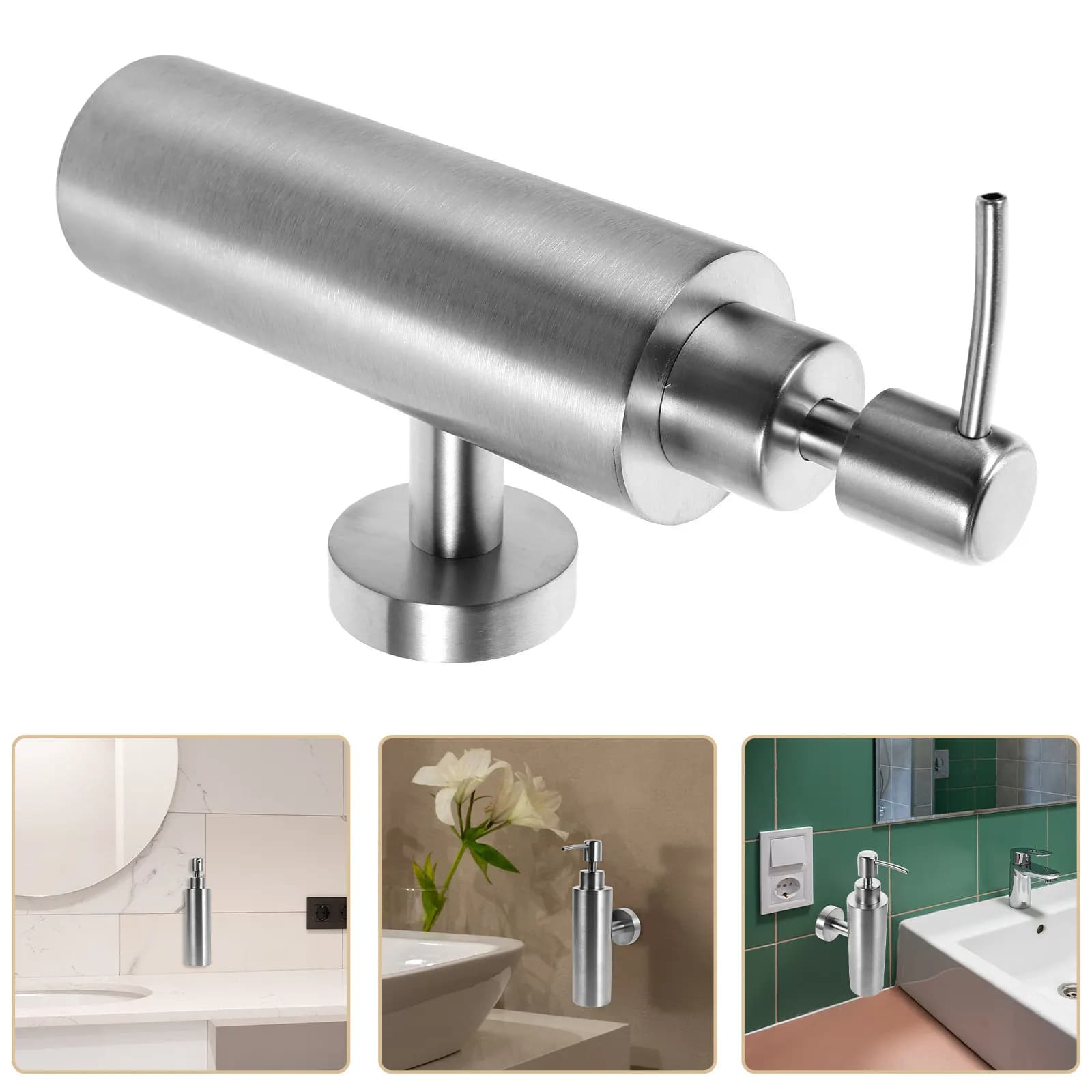 Dispenser di Sapone Manuale a Parete in Acciaio Inox, Ricaricabile, per Bagno, Cucina e Hotel