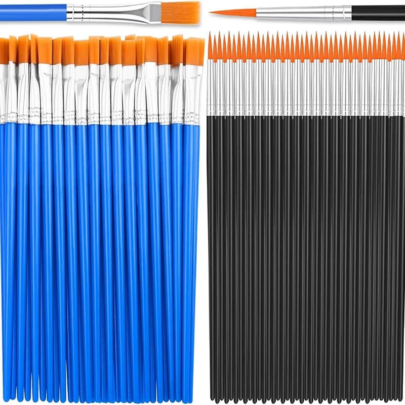 50Pcs Painting Brushes Set Art Round Oil Acrylic Watercolor Flat Hair Nylon Hair Paint Brush For Kids/Artists/Beginners/Student