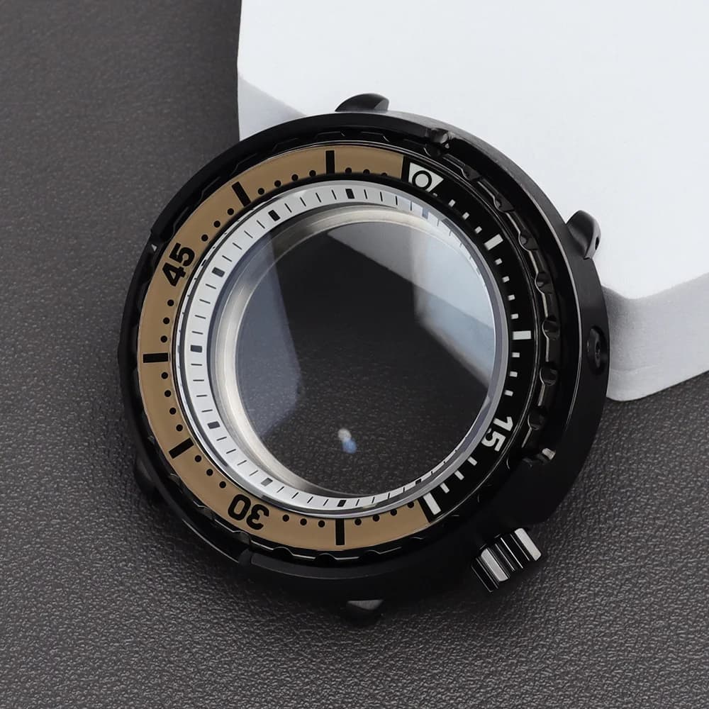 47 mm stainless steel men's watch case, C3 glass, 120 clicks, compatible with movement NH35 NH36, sapphire crystal, Tuna Cann model.