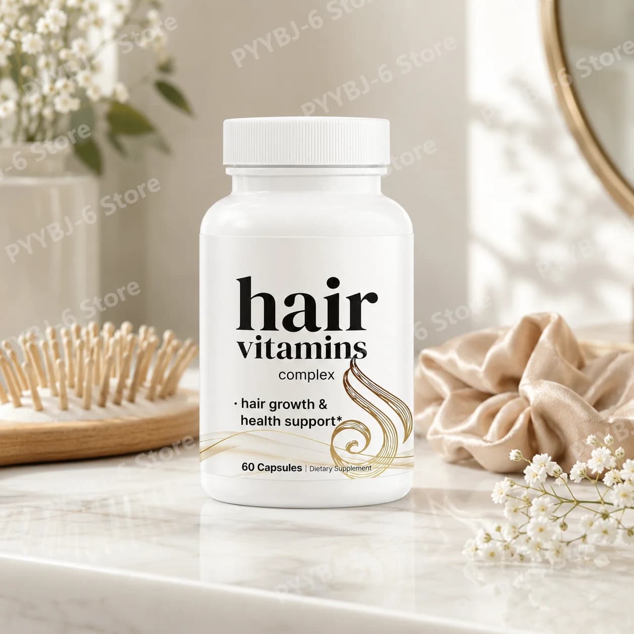 Complesso di Vitamine per Capelli in Capsule, 60 Pezzi, Integratore Alimentare per la Crescita e la Salute dei Capelli con Biotina per Donne e Uomini, Cura Quotidiana