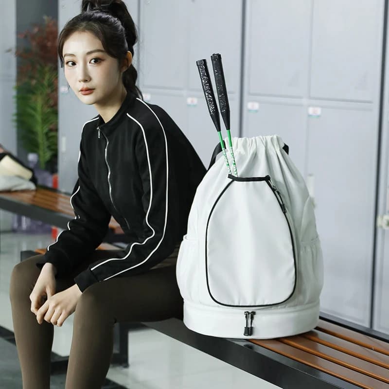 Large backpack for badminton racks, squash, ping pong ball, can contain 2 rackets, professional fitness bag with shoe pocket