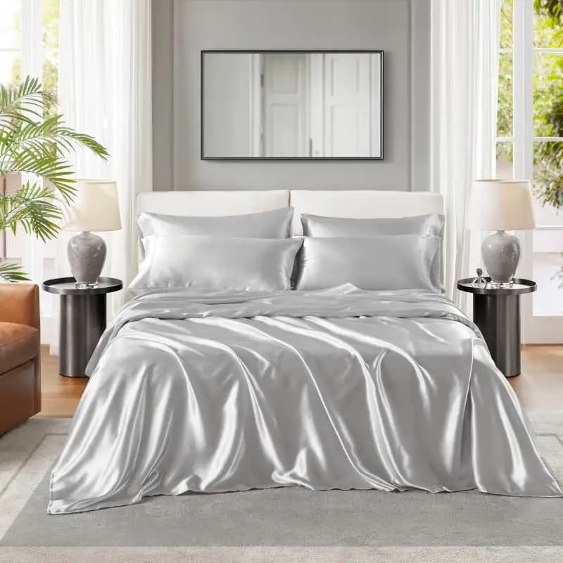 4 PCS Twin Luxury Sheet Set Light Grey