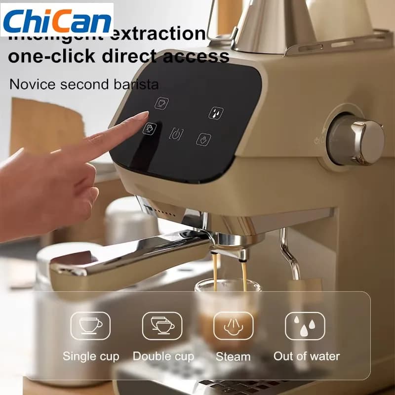 Compact Home Coffee Machine Semi-Automatic Espresso Maker with Steam Wand 15Bar Pressure for Rich Crema Perfect for Lattes