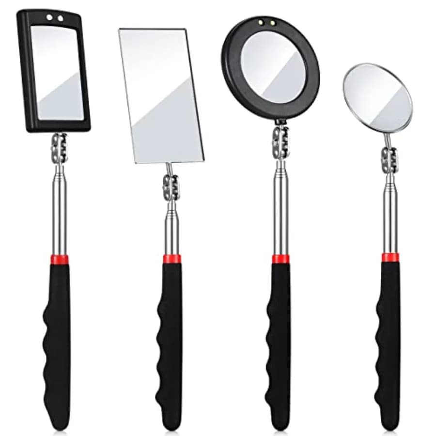 Set di 4 Specchi d'Ispezione Telescopici con Luce LED Flessibile per Controllare e Osservare Veicoli