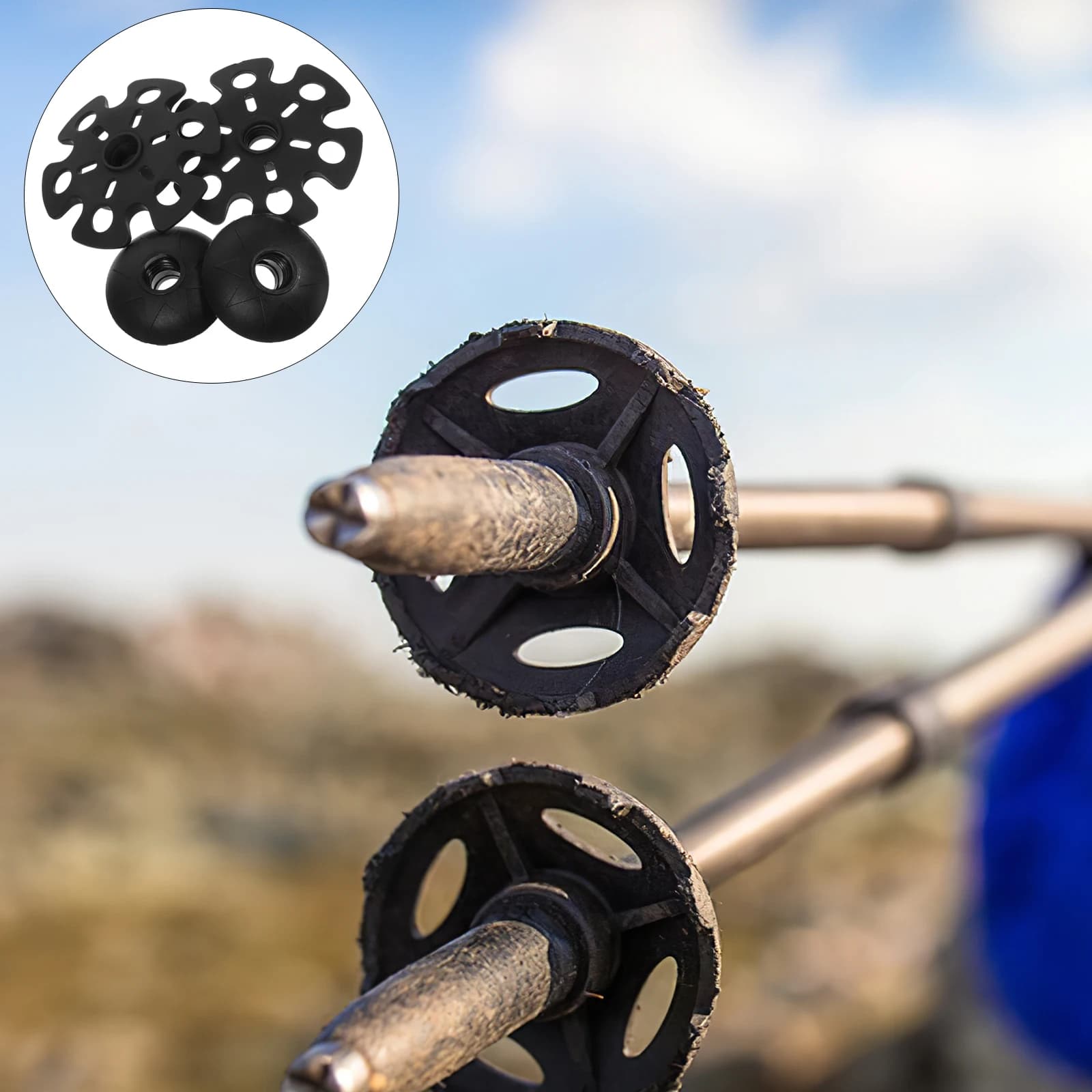 4 pieces of snow trekking poles tips, protection for large areas, anti hiking sink, walking stick accessories, snowflake disc cover