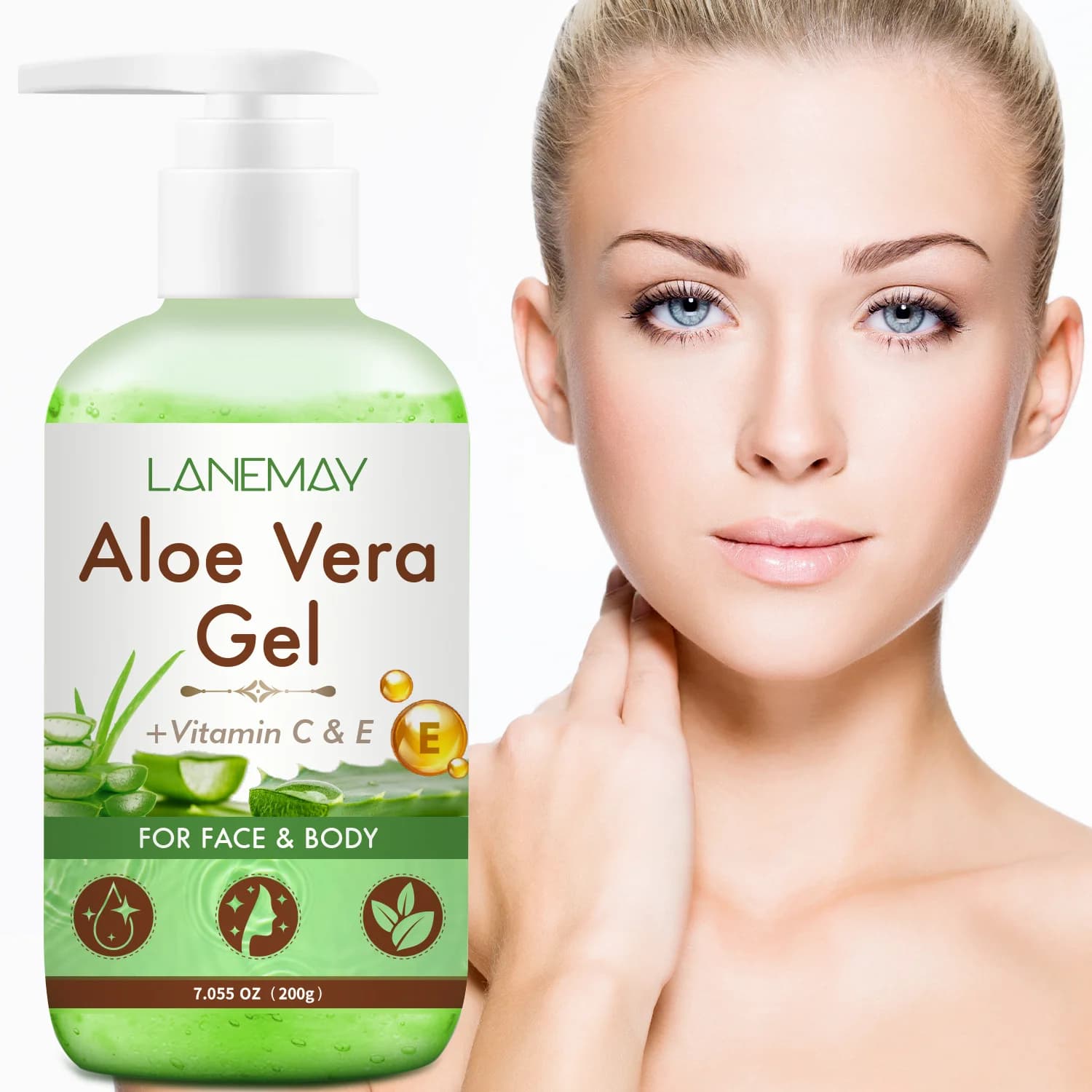 Aloe vera gel to vitamin C and E for face and body moisturizing repairer relief from sunburn care acne for sensitive skin 200g
