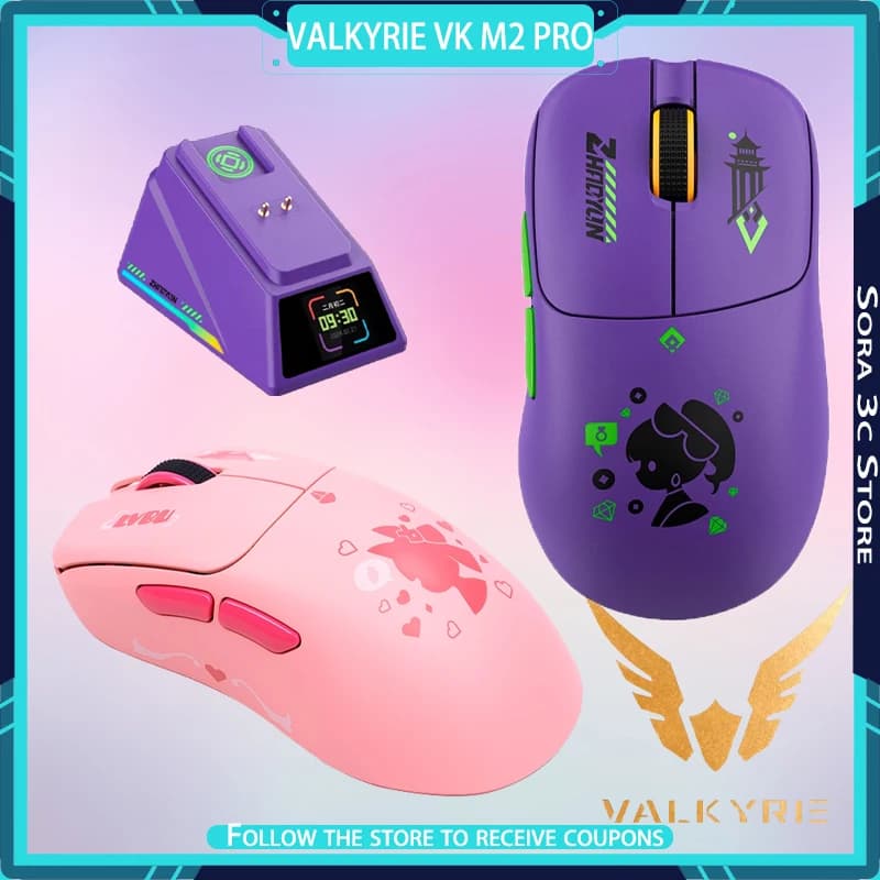 Mouse wireless VALKYRIE VK M2 Pro PAW3950 Dual 8K con dock di ricarica wireless Mouse da gioco Esport a lunga durata e bassa latenza