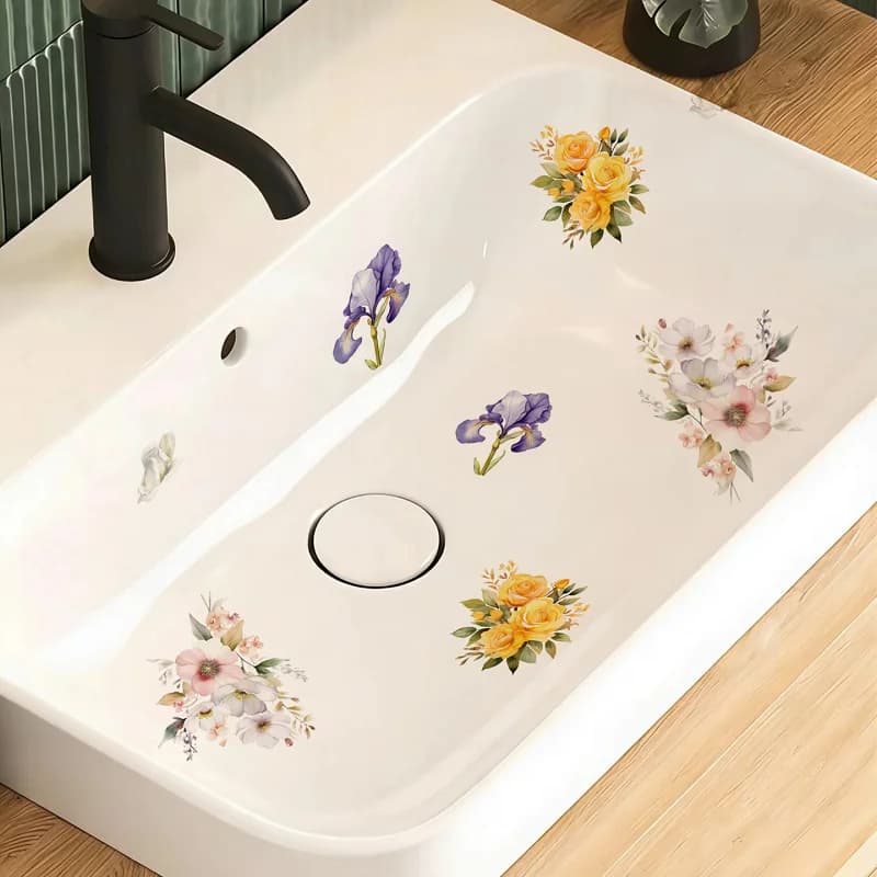 Self Adhesive PVC Wall Stickers for Bathroom Mirror Tile Cover Cracks Stains Home Improvement