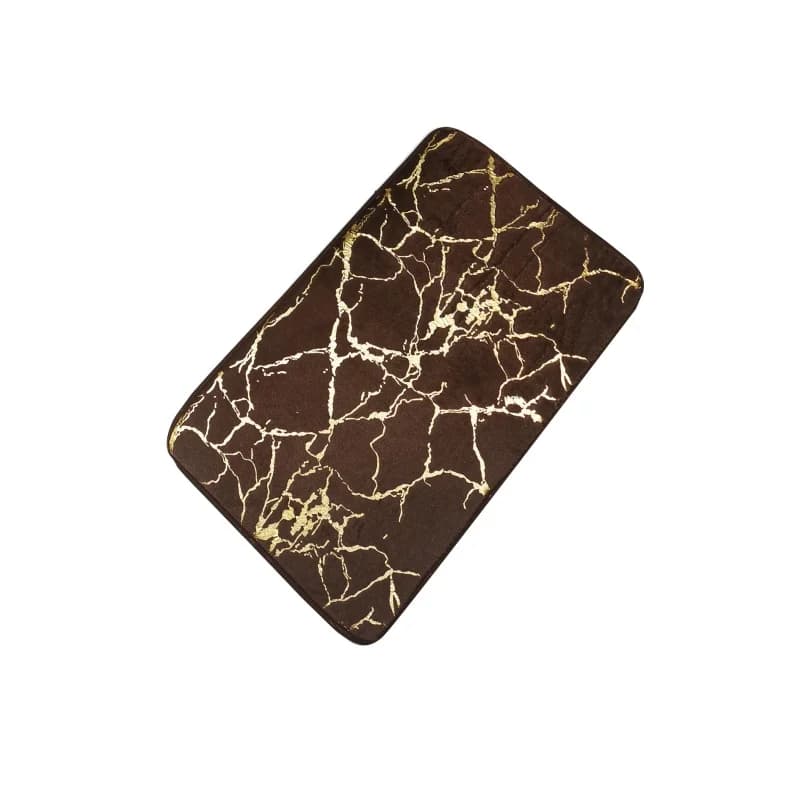 Newest Dark Brown Gold Crack Floor Mat Marble Bath Mat Non Slip Water Absorb Shower Room Rug