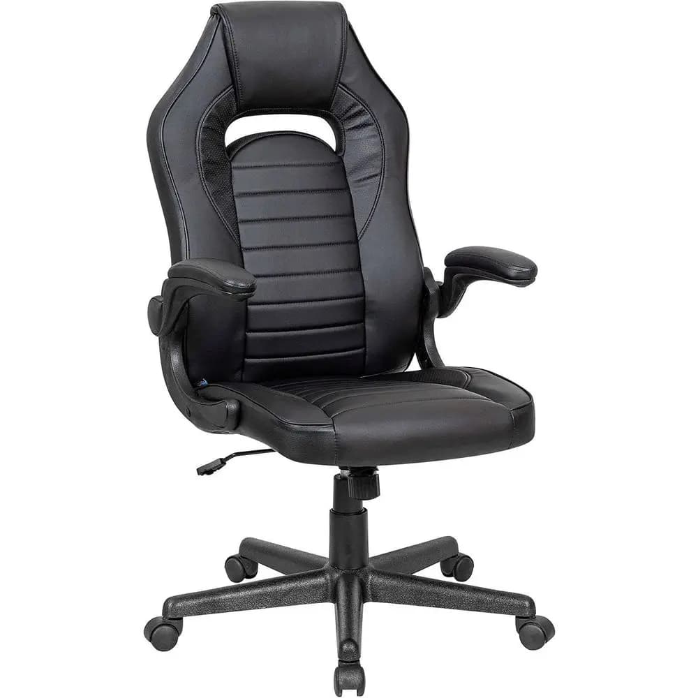 Black Synthetic Leather Gaming/Racing Chair with Ergonomic Back Support