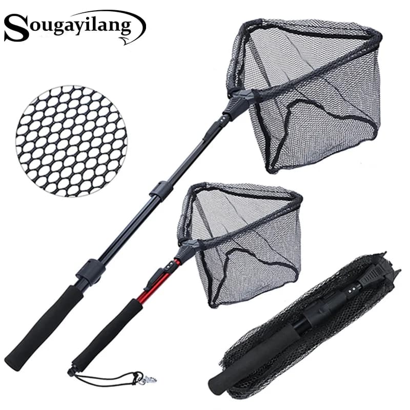 Sougayilang 70/95/112 centimetri Retrattile Rete Da Pesca Telescopica Pieghevole Guadino Palo Pieghevole Guadino per la Pesca A Mosca