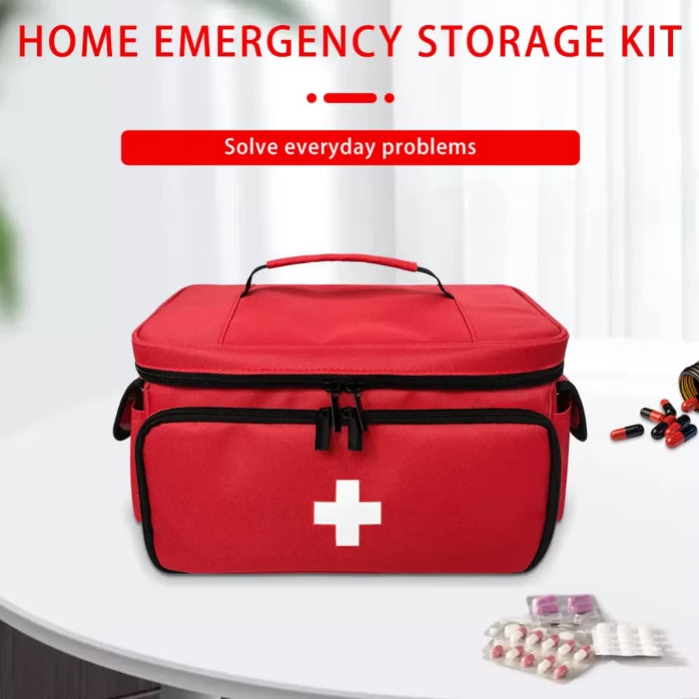 Organizer Medico Portatile - Borsa Compatta per Kit di Pronto Soccorso per Casa, Auto e Viaggi | Contenitore impermeabile per medicinali con tasche con cerniera