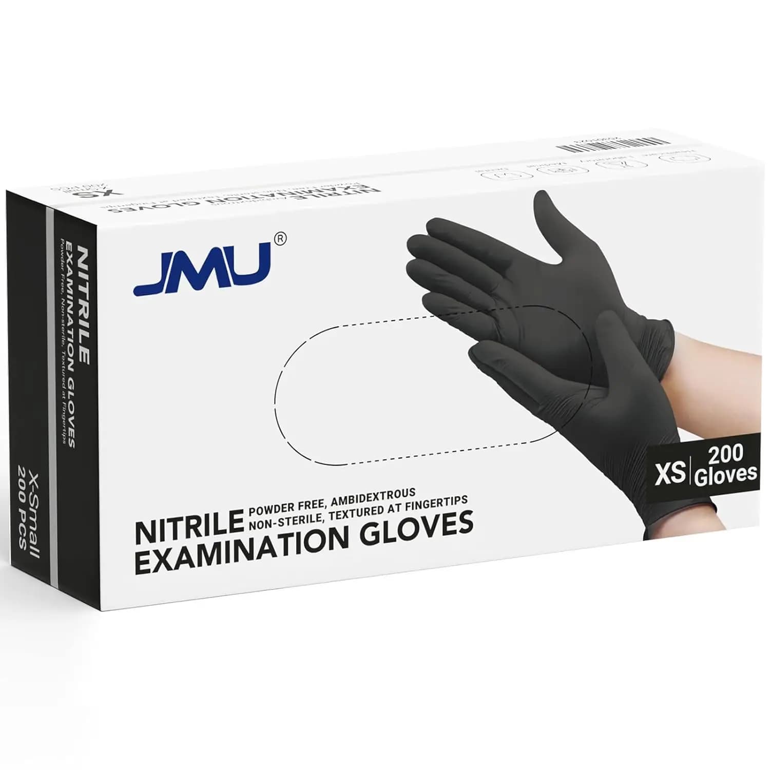 Black Nitrile Gloves 200/Box, 3.5Mil Disposable Nitrile Exam Gloves, Latex Free Powder Free, Food Safe Gloves, XS