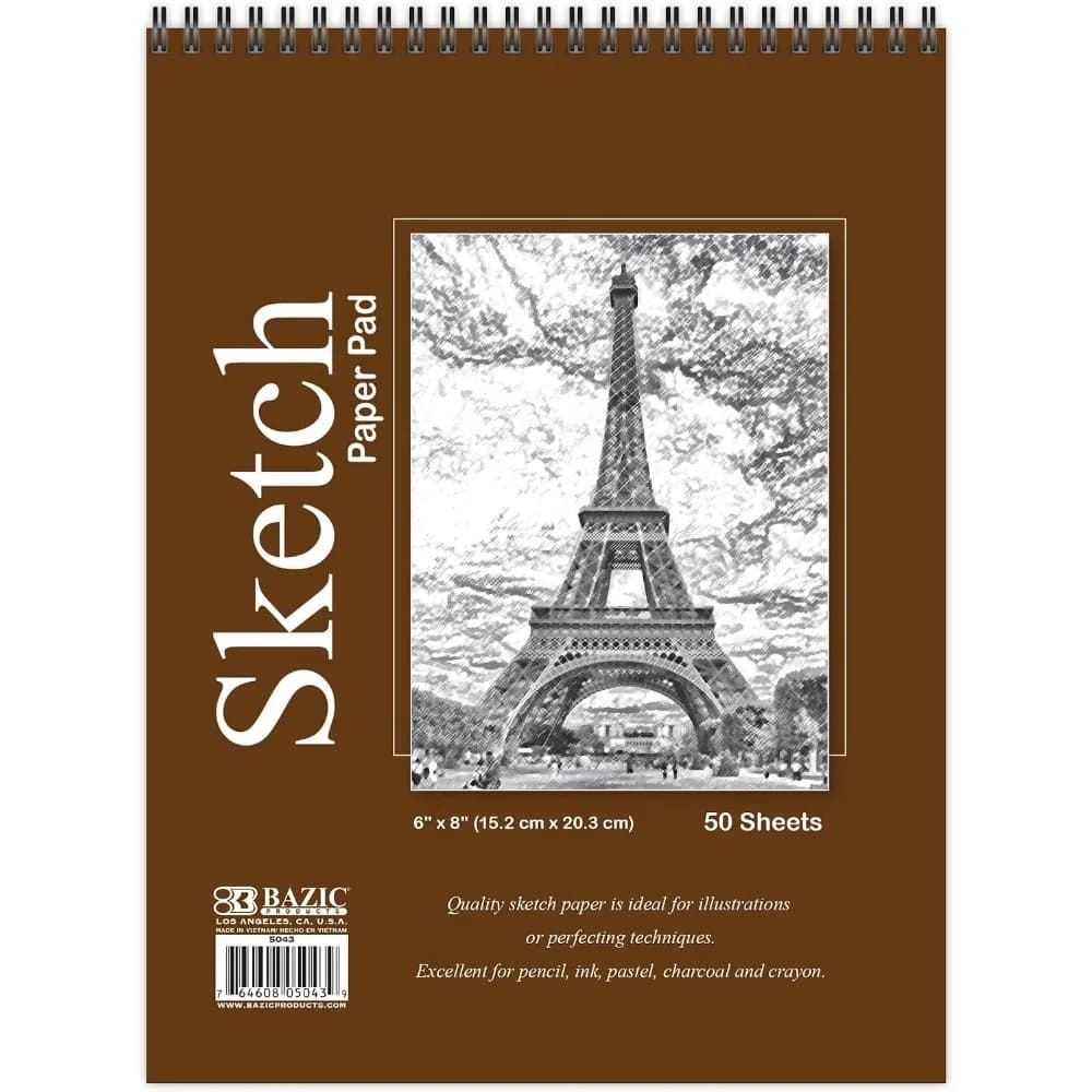 Top Bound Spiral Sketchbook 6x8 Inches 50 Sheets Drawing Pad Sketching Paper for Artists Kids Adults Students School Art Class Projects Coloring Doodling Mixed Media Lightweight Portable Acid Free Paper Ideal Gift for