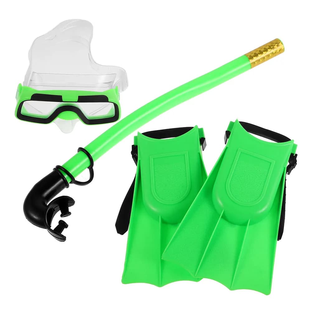 1Set Kids Snorkeling Set Adjustable Flippers Snorkel Antifog Swimming Goggles Snorkel Gear Children Ages 5-10 Swimming