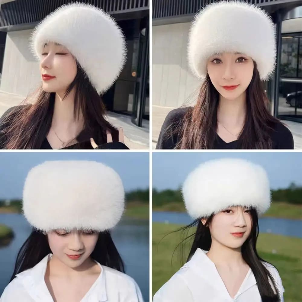 Cappello da pescatore in peluche per esterni Protezione per le orecchie Cappello Panama caldo Morbido berretto da sole invernale per donna