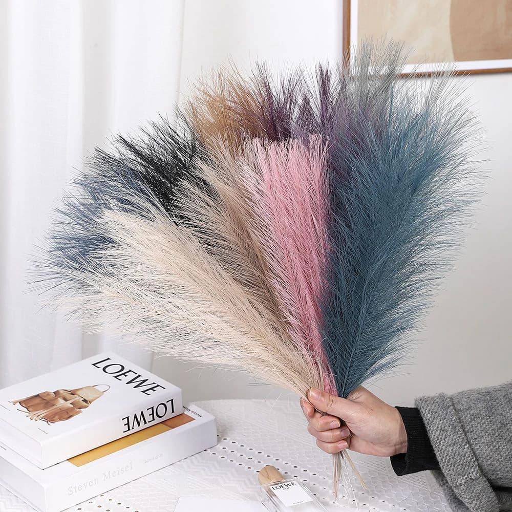 100 PZ Soffici Erba di Pampa Boho Decor Fiore Artificiale Pianta Finta Reed Simulato Festa di Nozze Decorazione Della Casa Camera Da Letto FAI DA TE 42 CM