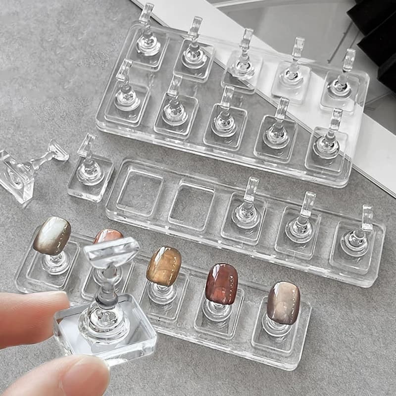 1/2Sets Non-Magnetic Acrylic Nail Display Nail Painting Stand Tips Holder Nail Practice Stand Fingernail DIY Manicure Stand Tool
