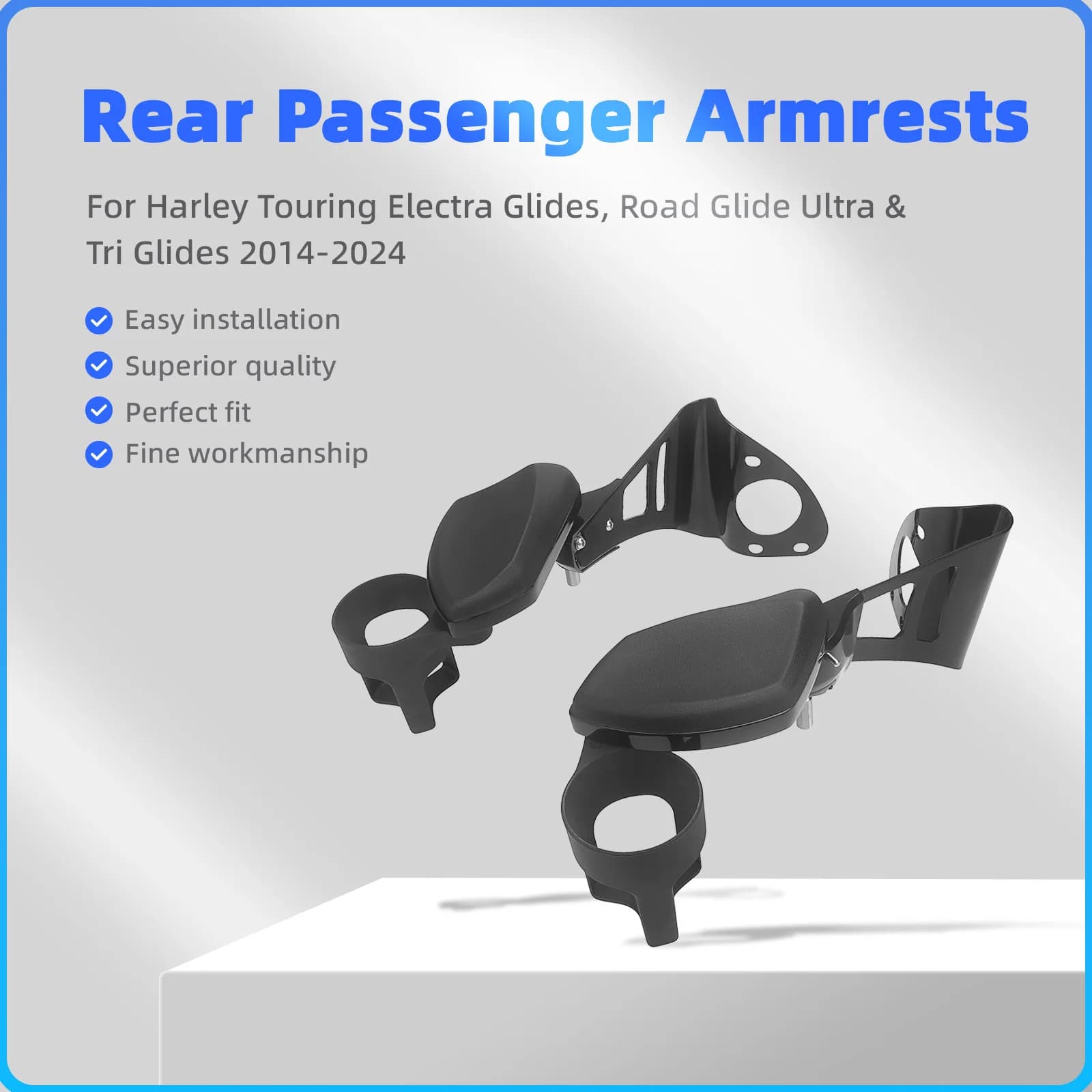 Nuovo portabicchieri per moto braccioli passeggero posteriore manubrio bottiglia regolabile adatto per Harley Touring Electra Road Tri Glide 2024