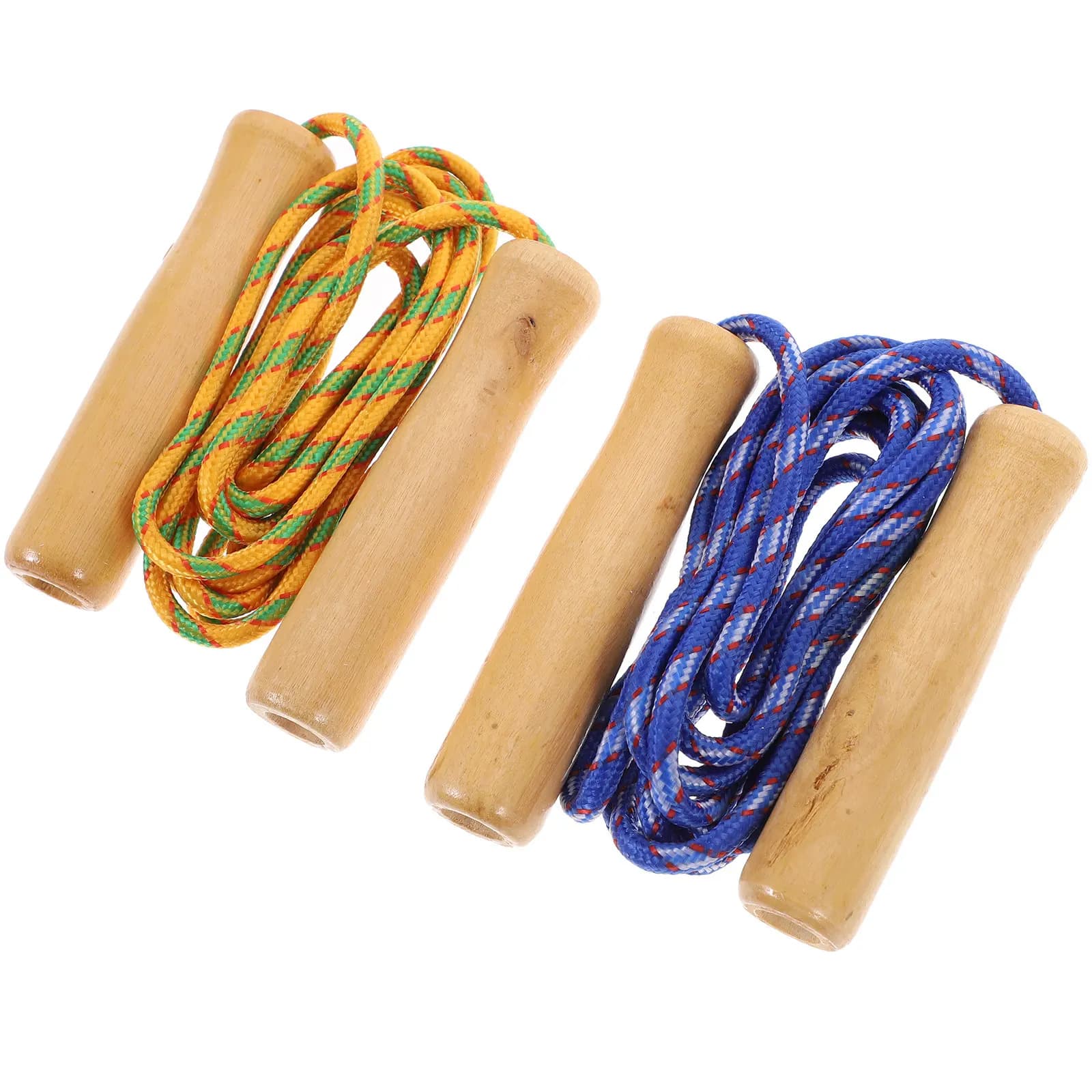 2Pcs 2.5m Jump Rope with Smooth Wooden Handles Premium Rubber Polyester Rope Safe Non Toxic for Indoor Outdoor