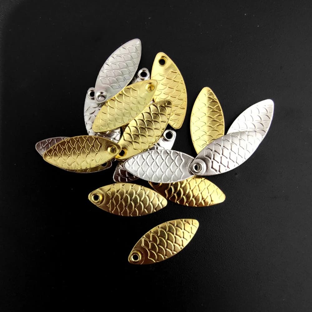 20pcs Golden Silver Fishing Spoon Lure Blades Smooth Artificial Bait Wobbler Spinner Sequins Ring Metal Craft DIY Fish Accessory