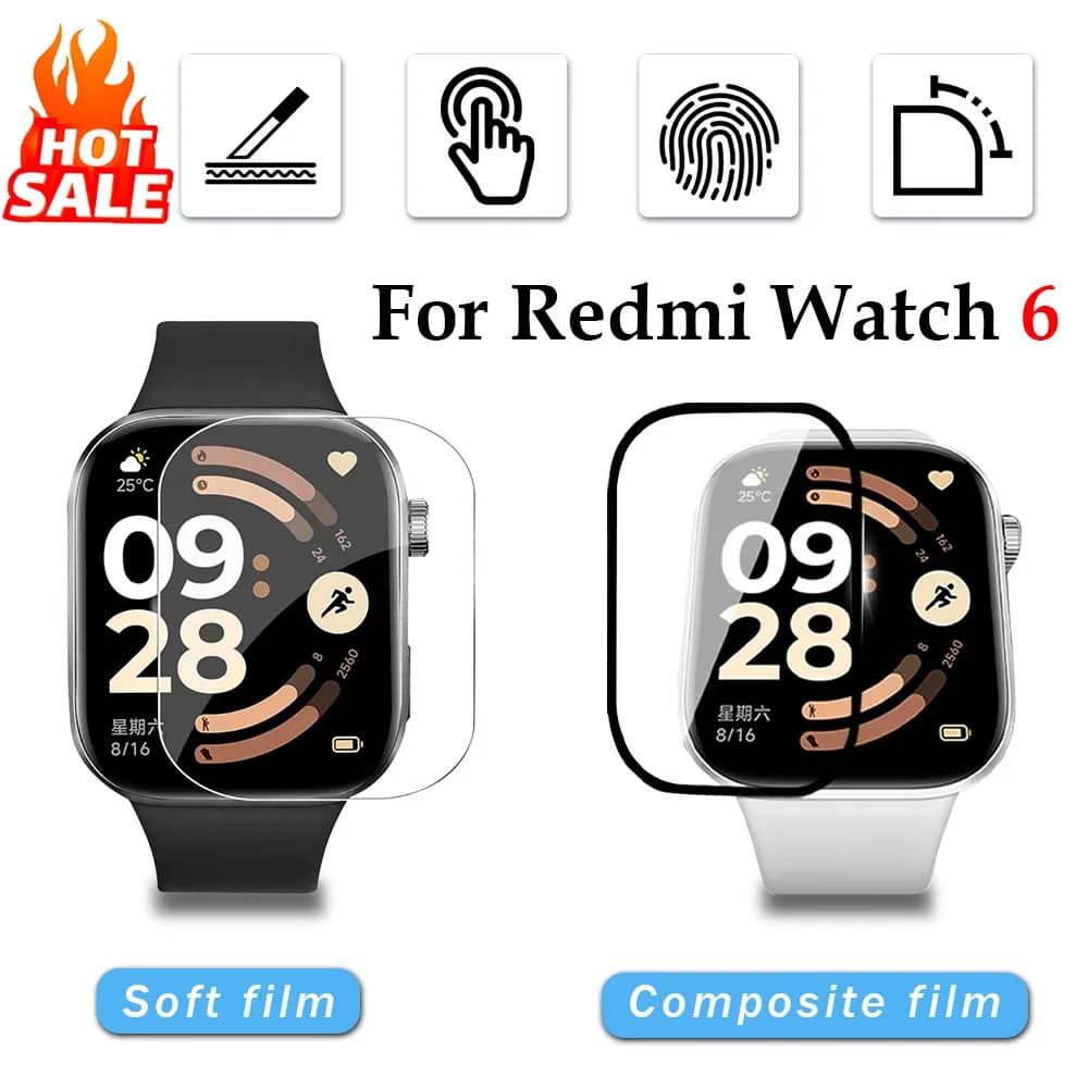 1-5Pcs Soft Film for Xiaomi Redmi Watch 6 Smartwatch Accessories Screen Protector Composite Hard Tempered Film for Redmi Watch 6