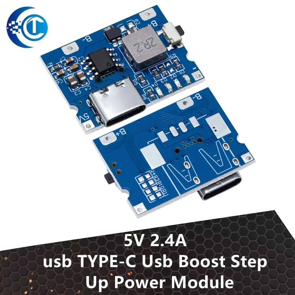 Modulo di alimentazione step-up Boost USB TYPE - C da 5 V 2,4 A con protezione ricarica batteria al litio LiPo per caricabatterie fai-da-te