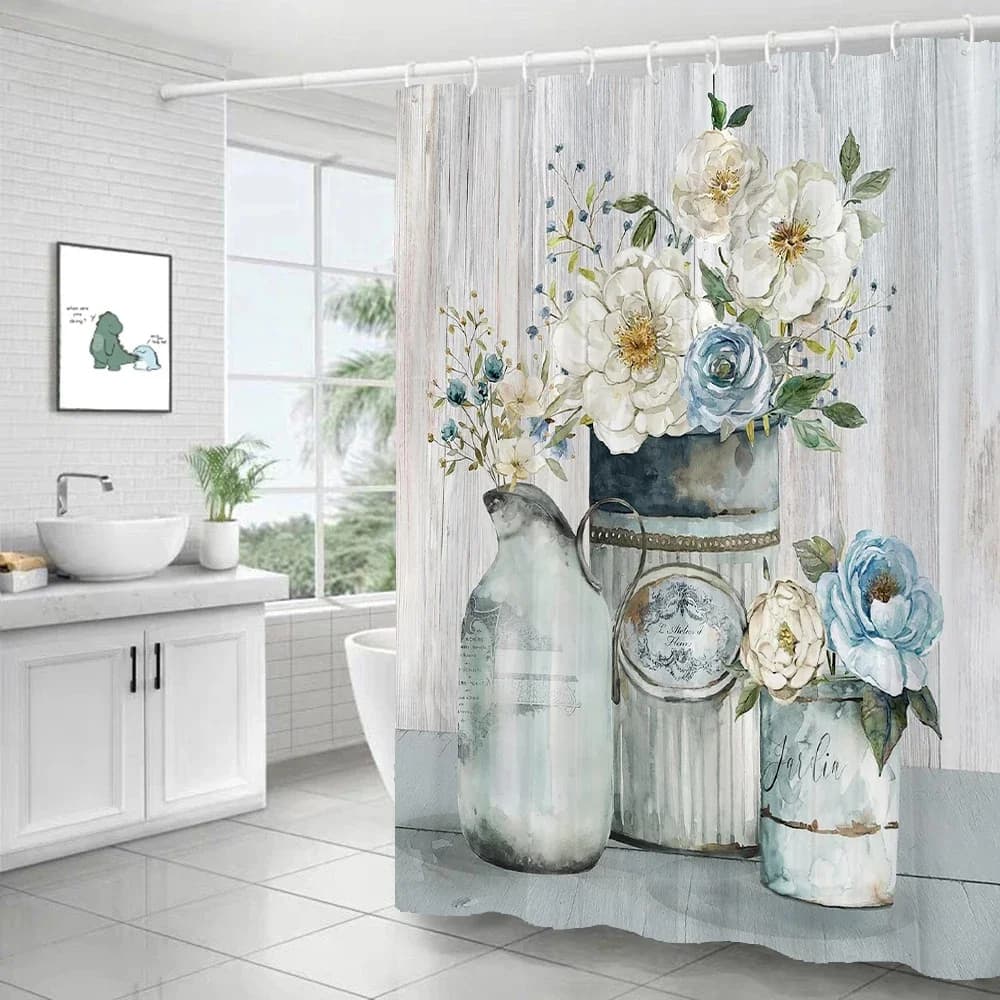 Tenda da bagno Stampa 3D Dente di leone Farfalla Fiore Tenda da doccia Bagno impermeabile Schermo da bagno in tessuto lavabile per la casa