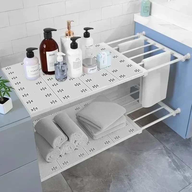 Expandable Divider Punch-free Retractable Layers Board for Wardrobe Storage Kitchen and Bathroom Shelf Dormitory Dividers