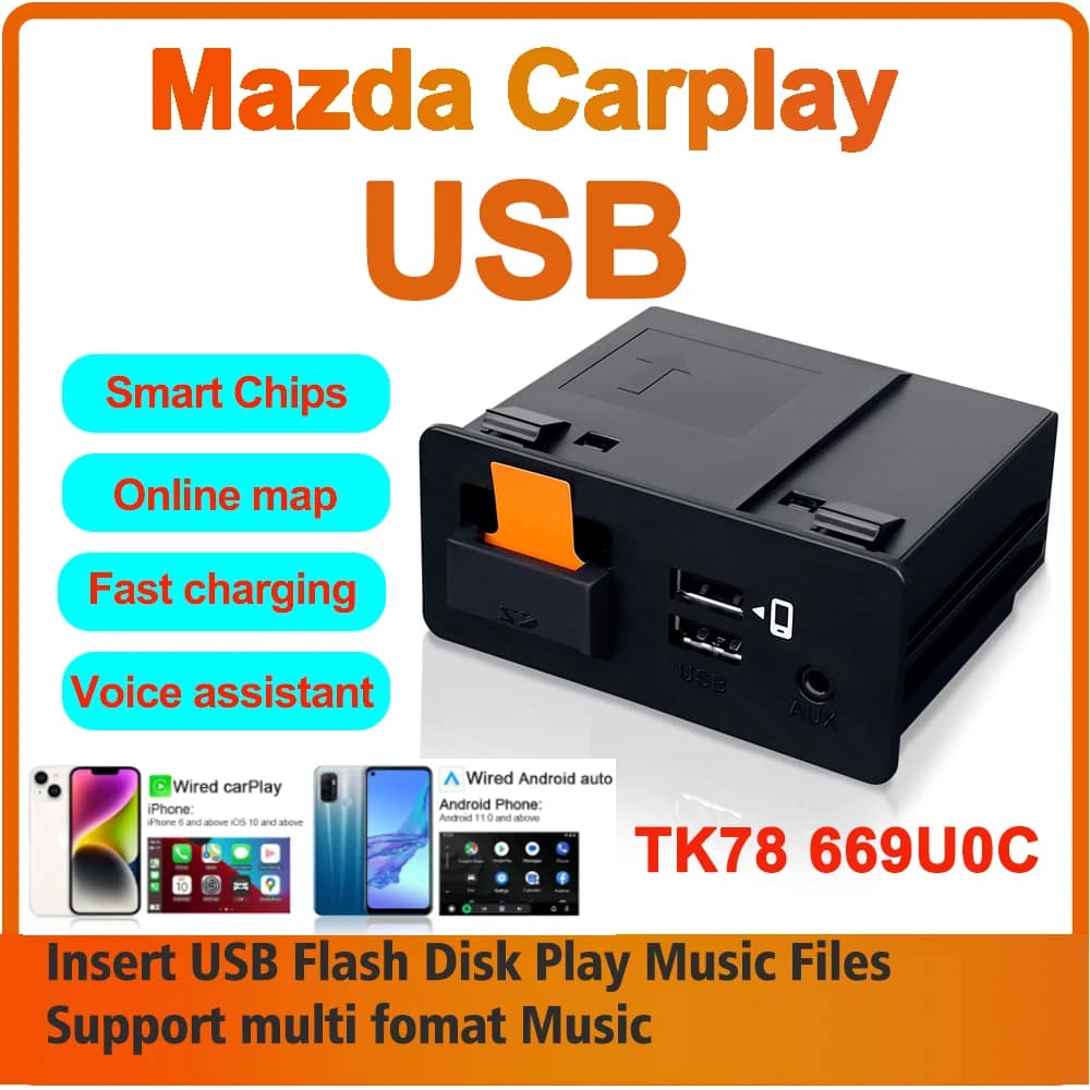 Kit Hub USB per Retrofit CarPlay Wireless e Android Auto per Mazda 2/3/6/CX3/CX5/CX9/MX5 2014-2021 Compatibile con Sistema MZD Connect