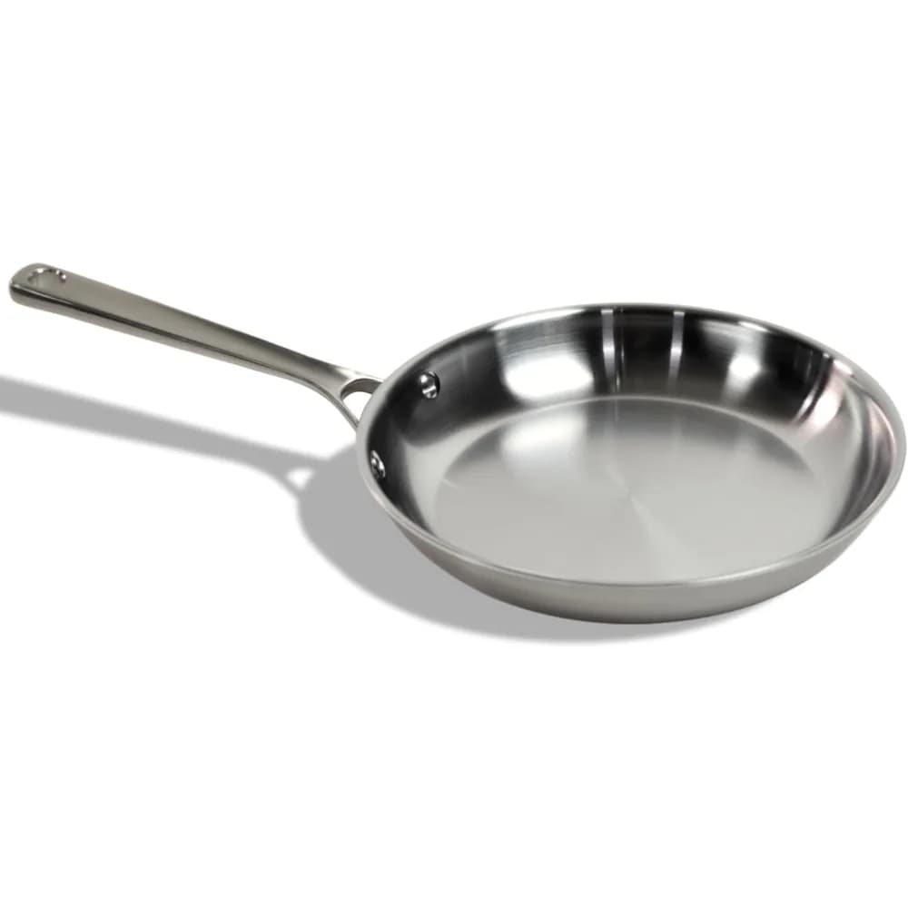 10,5" carbon steel coated pan, 3 layer carbon steel pots with aluminum core, light (2,4 lbs), uniform heating