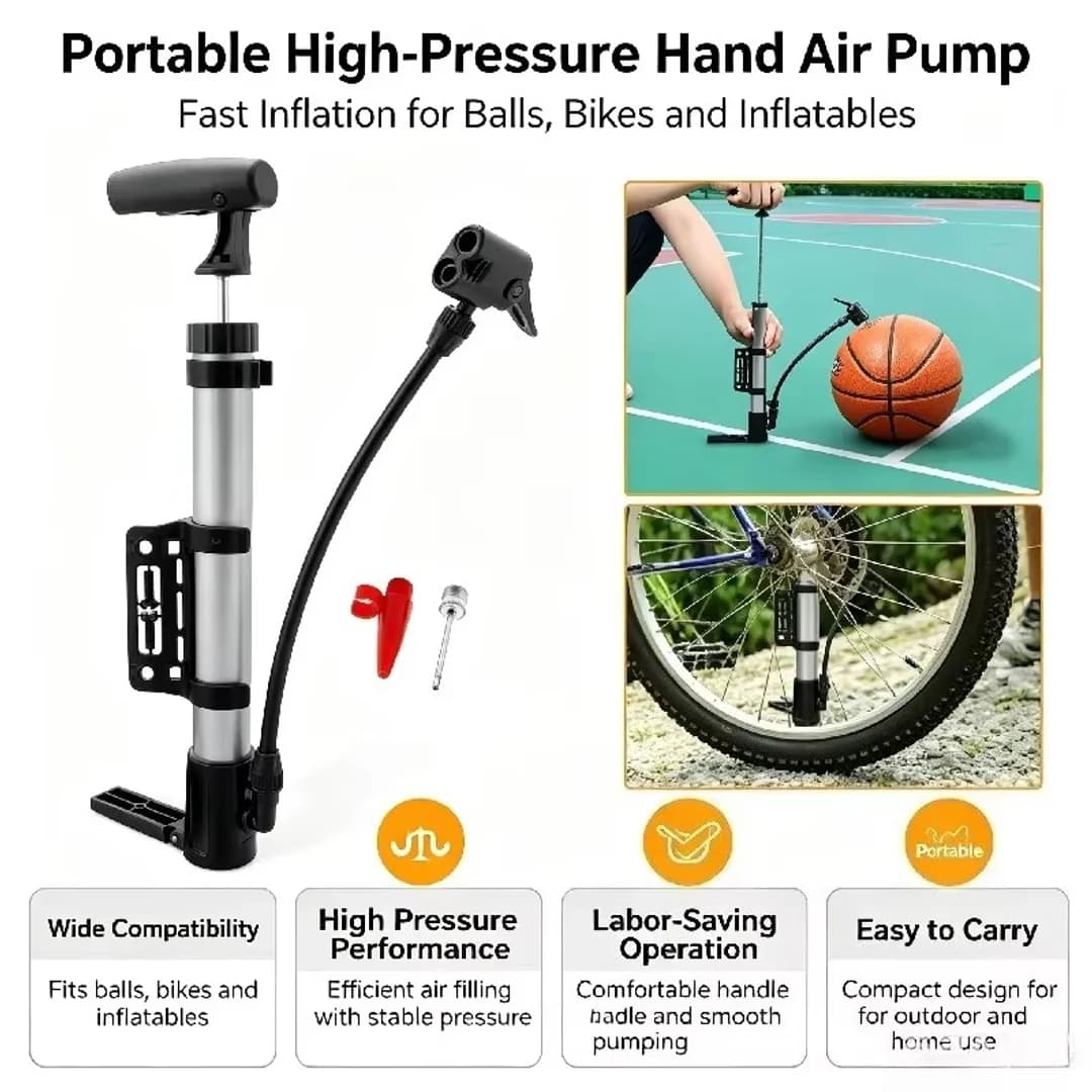 Mini Bike Pump Bicycle Inflator Ball Air Pump High Pressure Bike Pump,Bicycle Air Pump with Needle For Basketball Tire Inflation