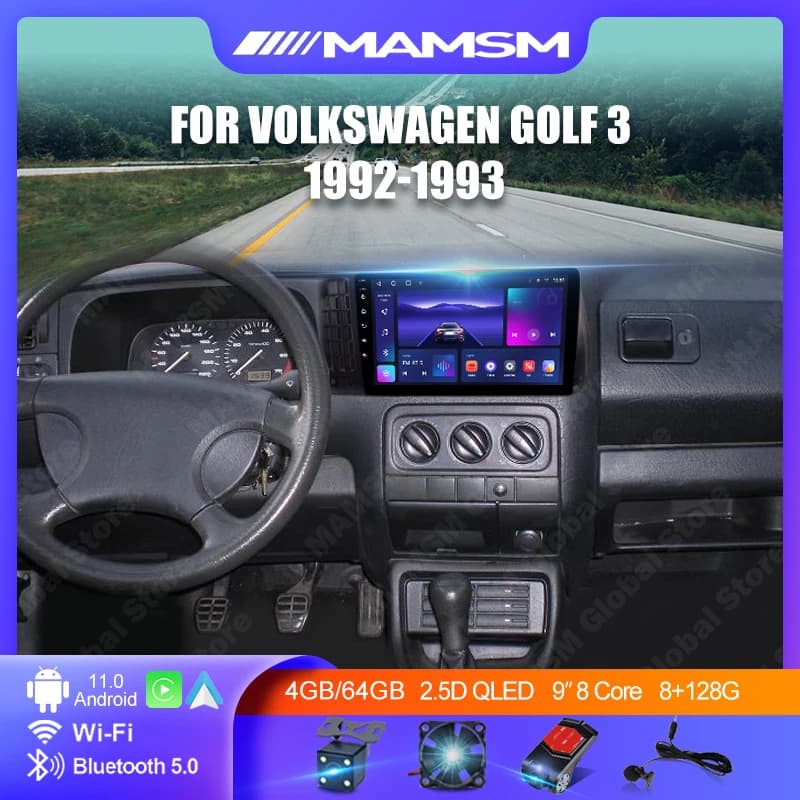MAMSM For Volkswagen Golf 3 1992 1993 Android 13 Car Radio Video Audio Player Navigation GPS Carplay 4G Wifi 2din DVD Autoradio