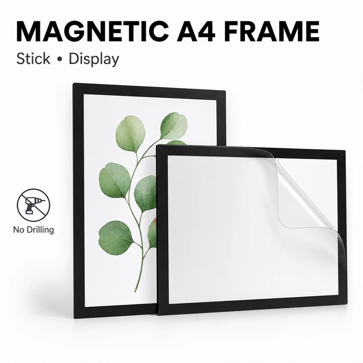 3pcs Magnetic Picture Frame Self Adhesive Removable Wall Photo Note Holder Black White Matte Home Office Decor