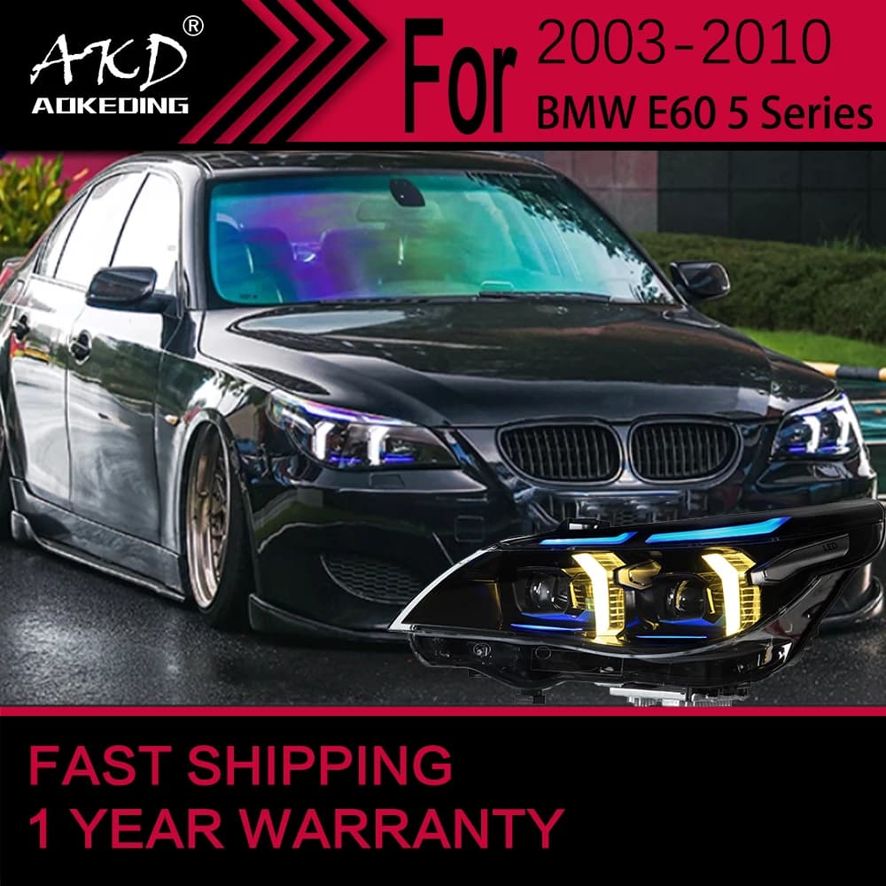 Luci auto per BMW E60 Serie 5 Faro LED 2003-2010 520I 523I 530I Lampada frontale Drl Lente del proiettore Accessori automobilistici