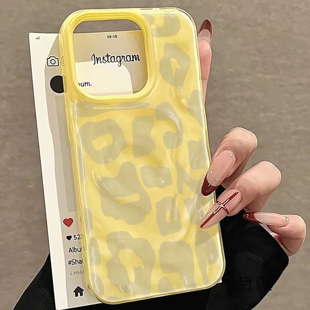 3D Water Ripple Leopard Print Phone Case for iPhone 17Air 16 15 14 13 12 17 11 Pro Max 16 15 14 Plus Shockproof Cover