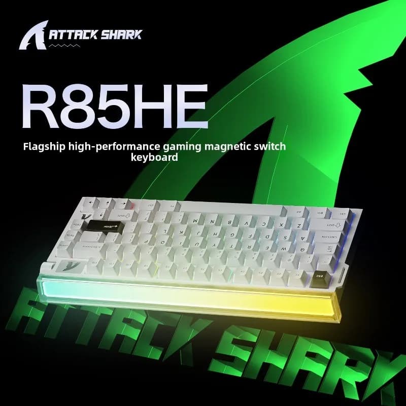 ATTACK SHARK R85 HE Tastiera da Gaming Magnetica Cablata 75% con Polling Rate 8KHz, Rapid Trigger, Precisione RT 0.005mm, Hot-Swappable