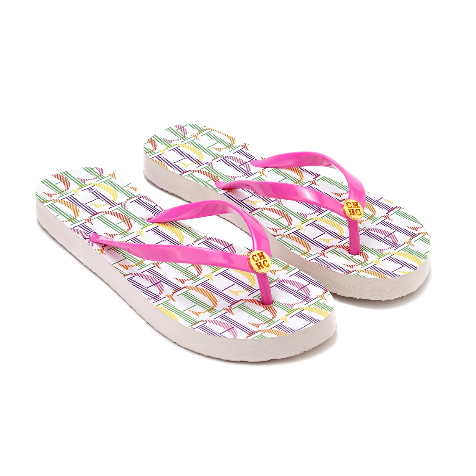 Pink Letter Flip Flops Gold Buckle Non Slip Sole Girls Vacation Daily Outfit Luxury Gift Box