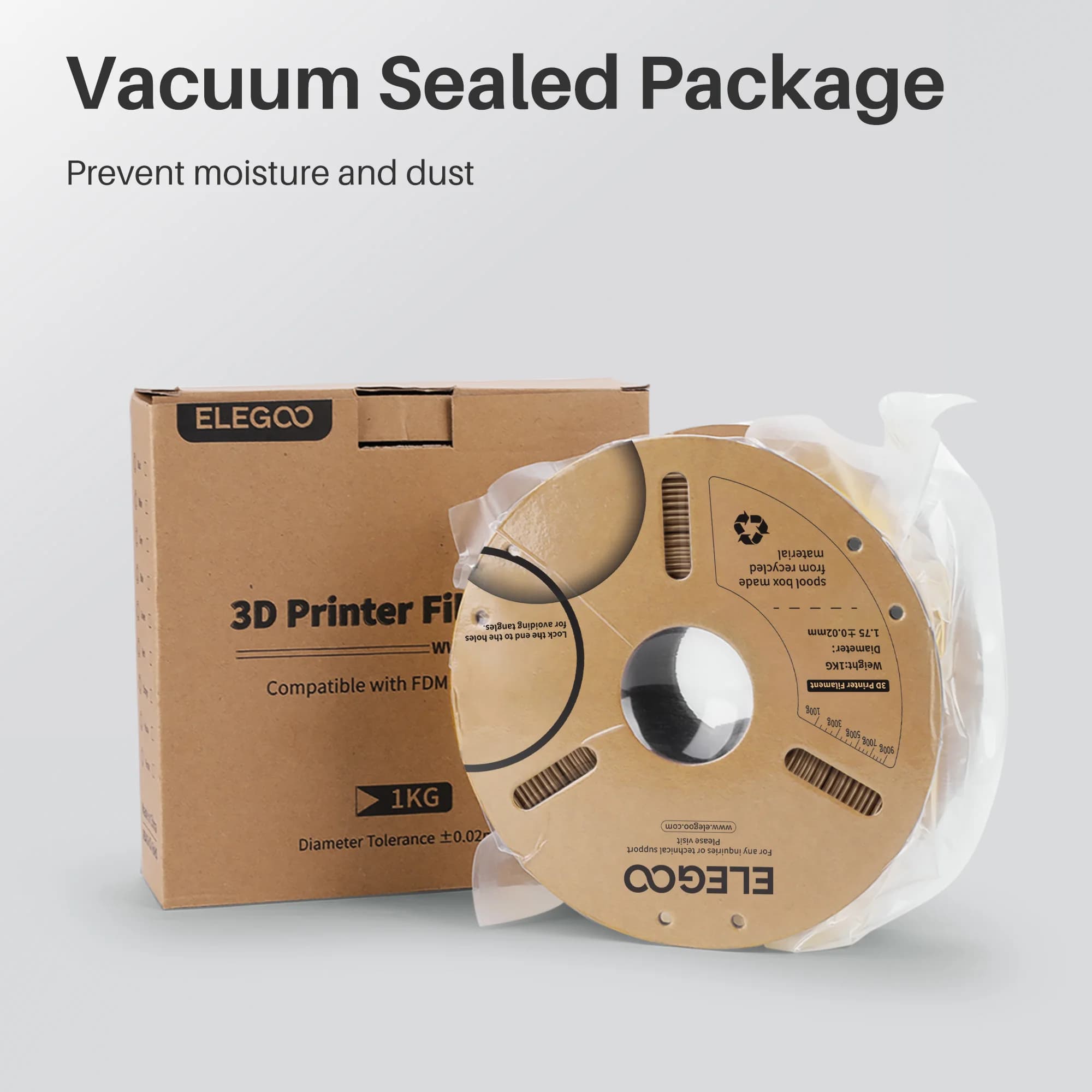 ELEGOO PLA Metal Filament 1.75mm 2KG/4KG/5KG/10KG, Strong 3D Printer Filament Fits for Most FDM 3D Printers